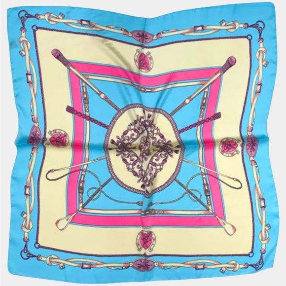 Rope Pattern Silky Scarf- Aqua - Picture 1 of 1